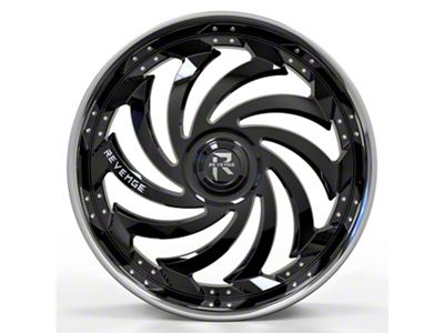 Revenge Luxury Wheels RL-108 Big Floater Black Machined Chrome SSL 6-Lug Wheel; 28x9.5; 25mm Offset (22-24 Tundra)