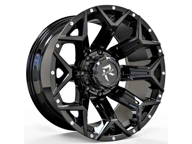Revenge Off-Road Wheels RV-202 Gloss Black with Dots 6-Lug Wheel; 20x9; 0mm Offset (16-24 Titan XD)