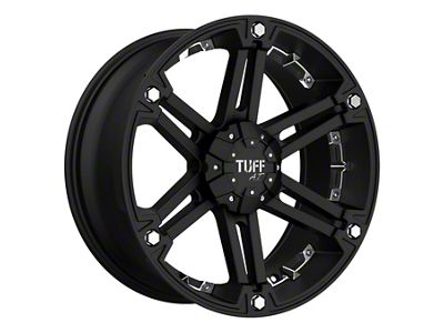 Tuff A.T. T01 Flat Black with Chrome Inserts 6-Lug Wheel; 17x8; -13mm Offset (16-23 Tacoma)