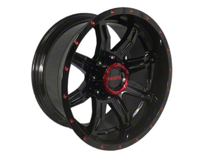 Disaster Offroad D02 Gloss Black with Candy Red Milled 6-Lug Wheel; 20x10; -12mm Offset (16-24 Titan XD)