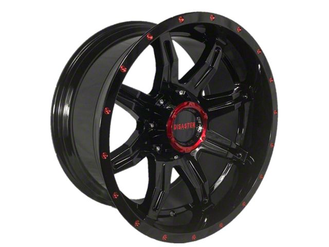 Disaster Offroad D02 Gloss Black with Candy Red Milled 6-Lug Wheel; 20x10; -12mm Offset (10-24 4Runner)