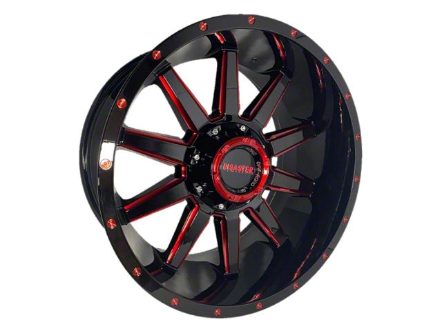 Disaster Offroad D04 Gloss Black with Candy Red Milled 6-Lug Wheel; 20x10; -12mm Offset (16-24 Titan XD)