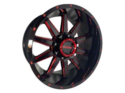 Disaster Offroad D04 Gloss Black with Candy Red Milled 6-Lug Wheel; 20x10; -12mm Offset (04-15 Titan)