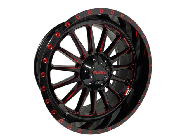 Disaster Offroad D96 Gloss Black with Candy Red Milled 6-Lug Wheel; 20x10; -12mm Offset (22-24 Tundra)
