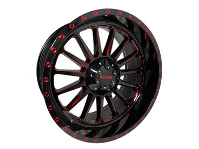 Disaster Offroad D96 Gloss Black with Candy Red Milled 6-Lug Wheel; 20x10; -12mm Offset (22-24 Tundra)