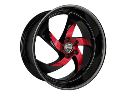 Elegance Luxury Danger Gloss Black with Candy Red Center 6-Lug Wheel; 22x9.5; 24mm Offset (16-24 Titan XD)