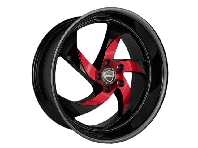 Elegance Luxury Danger Gloss Black with Candy Red Center 6-Lug Wheel; 22x9.5; 24mm Offset (05-15 Tacoma)