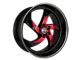Elegance Luxury Danger Gloss Black with Candy Red Center 6-Lug Wheel; 22x9.5; 24mm Offset (04-15 Titan)
