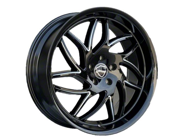 Elegance Luxury Magic Gloss Black Milled 6-Lug Wheel; 22x9.5; 24mm Offset (21-24 Bronco, Excluding Raptor)