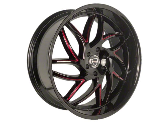 Elegance Luxury Magic Gloss Black with Candy Red Milled 6-Lug Wheel; 22x9.5; 24mm Offset (03-09 4Runner)