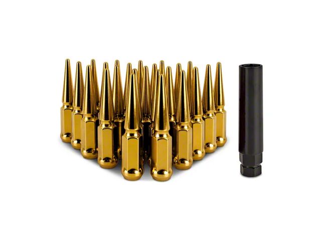 Mishimoto Gold Steel Spiked Lug Nuts; M14 x 1.5; Set of 24 (16-24 Titan XD)