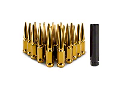 Mishimoto Gold Steel Spiked Lug Nuts; M14 x 1.5; Set of 24 (22-24 Tundra)