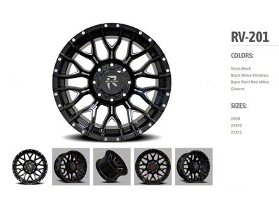 Revenge Off-Road Wheels RV-201 Black and Milled 6-Lug Wheel; 22x12; -44mm Offset (17-24 Titan)