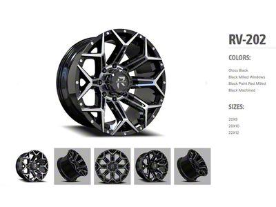 Revenge Off-Road Wheels RV-202 Black and Milled 6-Lug Wheel; 20x10; -19mm Offset (10-24 4Runner)