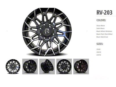 Revenge Off-Road Wheels RV-203 Black and Milled 6-Lug Wheel; 20x10; -19mm Offset (22-24 Tundra)