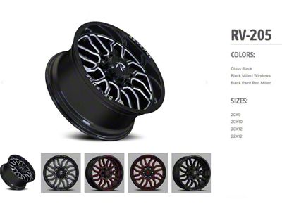 Revenge Off-Road Wheels RV-205 Black and Red Milled 6-Lug Wheel; 20x9; 12mm Offset (22-24 Tundra)