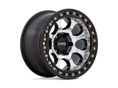 KMC Riot Beadlock Machined with Satin Black Windows and Ring 6-Lug Wheel; 17x8.5; 0mm Offset (05-15 Tacoma)