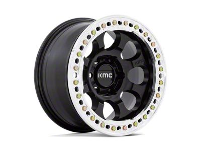 KMC Riot Beadlock Satin Black with Machined Ring 6-Lug Wheel; 17x8.5; 0mm Offset (05-15 Tacoma)