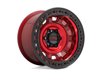 KMC Tank Beadlock Candy Red 6-Lug Wheel; 17x9; -15mm Offset (16-23 Tacoma)