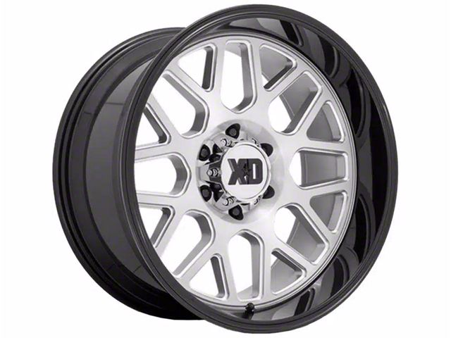 XD Grenade 2 Brushed Milled with Gloss Black Lip 6-Lug Wheel; 22x10; -18mm Offset (22-24 Tundra)