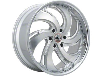DNK Street 702 Brushed Face Silver Milled with Stainless Lip 6-Lug Wheel; 24x10 6-Lug Wheel; 25mm Offset (17-24 Titan)