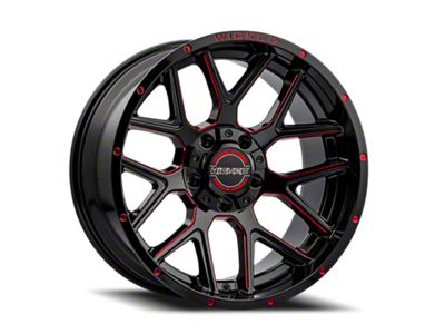 Wicked Offroad W903 Gloss Black Milled with Red Tint 6-Lug Wheel; 20x10; -19mm Offset (22-24 Bronco Raptor)