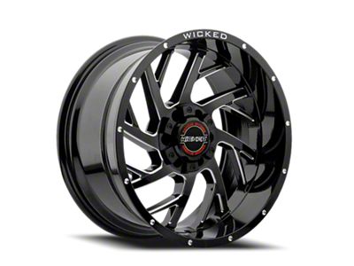 Wicked Offroad W930 Gloss Black Milled 6-Lug Wheel; 20x9; 0mm Offset (10-24 4Runner)
