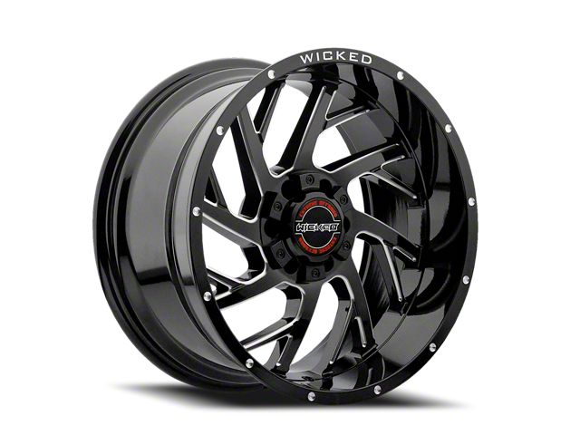 Wicked Offroad W930 Gloss Black Milled 6-Lug Wheel; 20x9; 0mm Offset (22-24 Bronco Raptor)