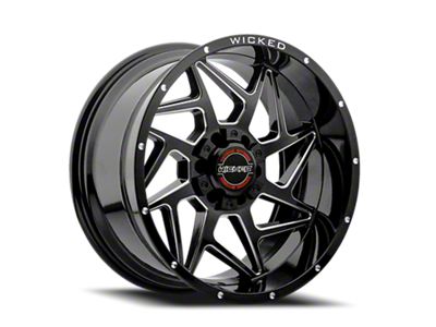 Wicked Offroad W932 Gloss Black Milled 6-Lug Wheel; 20x9; 0mm Offset (10-24 4Runner)