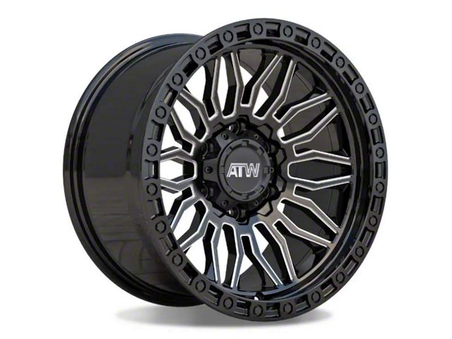 ATW Off-Road Wheels Nile Gloss Black with Milled Spokes 6-Lug Wheel; 20x10; -18mm Offset (21-24 Bronco, Excluding Raptor)