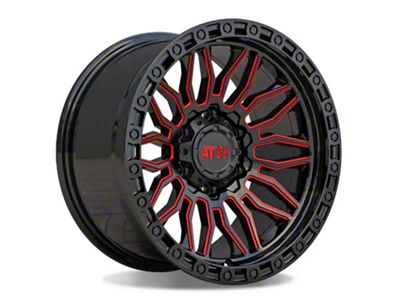 ATW Off-Road Wheels Nile Gloss Black with Red Milled Spokes 6-Lug Wheel; 20x10; -18mm Offset (05-15 Tacoma)