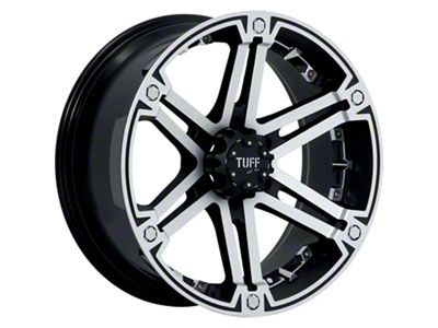 Tuff A.T. T01 Flat Black with Machined Face and Chrome Inserts 6-Lug Wheel; 20x9; -13mm Offset (2024 Tacoma)