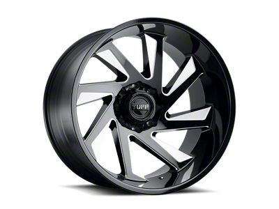 Tuff A.T. T1B Gloss Black with Milled Spokes 6-Lug Wheel; Left Directional; 22x12; -45mm Offset (05-15 Tacoma)