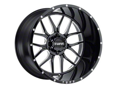 Tuff A.T. T23 Gloss Black with Milled Spokes and Dimples 6-Lug Wheel; 22x14; -76mm Offset (17-24 Titan)