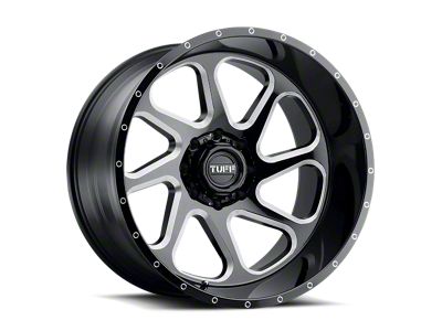 Tuff A.T. T2B Gloss Black with Milled Spokes 6-Lug Wheel; Left Directional; 22x12; -45mm Offset (2024 Tacoma)