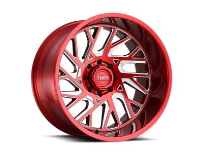 Tuff A.T. T4B Candy Red with Milled Spoke 6-Lug Wheel; Left Directional; 22x12; -45mm Offset (16-23 Tacoma)