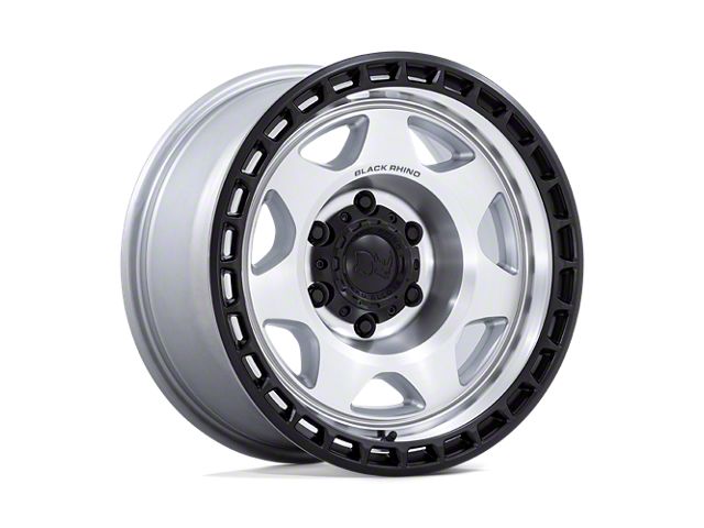 Black Rhino Voyager Silver Machined Face with Matte Black Lip 6-Lug Wheel; 17x8.5; -10mm Offset (21-24 Bronco, Excluding Raptor)