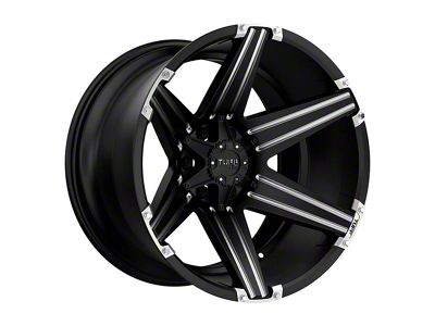 Tuff A.T. T12 Satin Black with Milled Spokes 6-Lug Wheel; 24x11; -45mm Offset (10-24 4Runner)