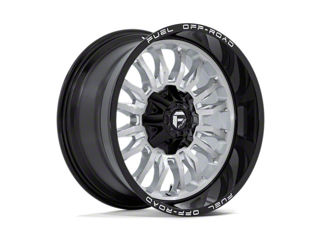 Fuel Wheels Arc Silver Brushed Face with Milled Black Lip 6-Lug Wheel; 20x10; -18mm Offset (05-15 Tacoma)