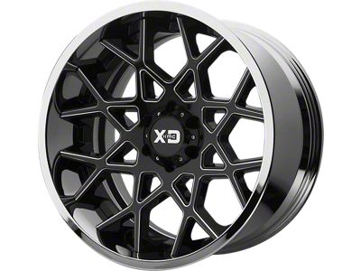 XD Chopstix Gloss Black Milled Center with Chrome Lip 6-Lug Wheel; 22x12; -44mm Offset (2024 Tacoma)