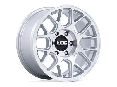 KMC Hatchet Gloss Silver with Machined Face 6-Lug Wheel; 17x8.5; 25mm Offset (21-24 Bronco, Excluding Raptor)