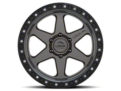 Lock Off-Road Olympus Matte Grey with Matte Black Ring 6-Lug Wheel; 18x9; -12mm Offset (04-15 Titan)