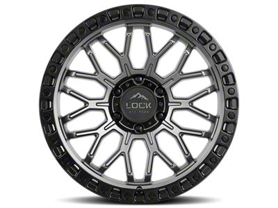 Lock Off-Road Combat Matte Grey with Matte Black Ring 6-Lug Wheel; 17x9; -12mm Offset (21-24 Bronco, Excluding Raptor)