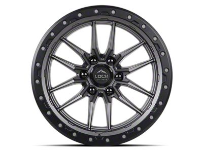 Lock Off-Road Krawler Matte Grey with Matte Black Ring 6-Lug Wheel; 17x9; 1mm Offset (21-24 Bronco, Excluding Raptor)