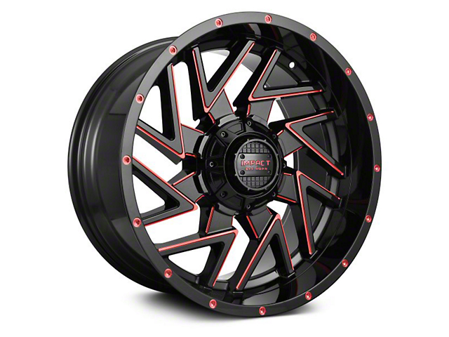 Impact Wheels 809 Gloss Black and Red Milled 6-Lug Wheel; 20x10; -12mm Offset (07-14 Tahoe)