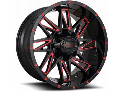 Impact Wheels 814 Gloss Black and Red Milled 6-Lug Wheel; 18x9; 0mm Offset (22-24 Bronco Raptor)
