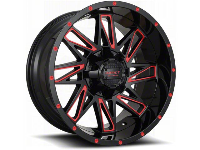Impact Wheels 814 Gloss Black and Red Milled 6-Lug Wheel; 18x9; 0mm Offset (22-24 Tundra)