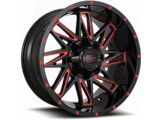 Impact Wheels 814 Gloss Black and Red Milled 6-Lug Wheel; 18x9; 0mm Offset (16-23 Titan XD)