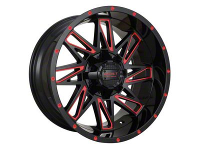 Impact Wheels 814 Gloss Black and Red Milled 6-Lug Wheel; 18x9; -12mm Offset (22-24 Bronco Raptor)