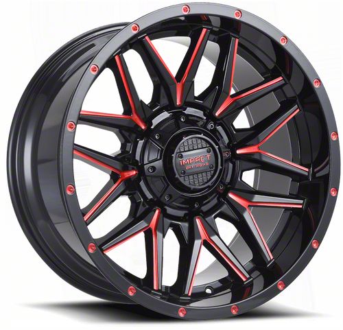 Impact Wheels Toyota 4-Runner 819 Gloss Black and Red Milled 6-Lug ...